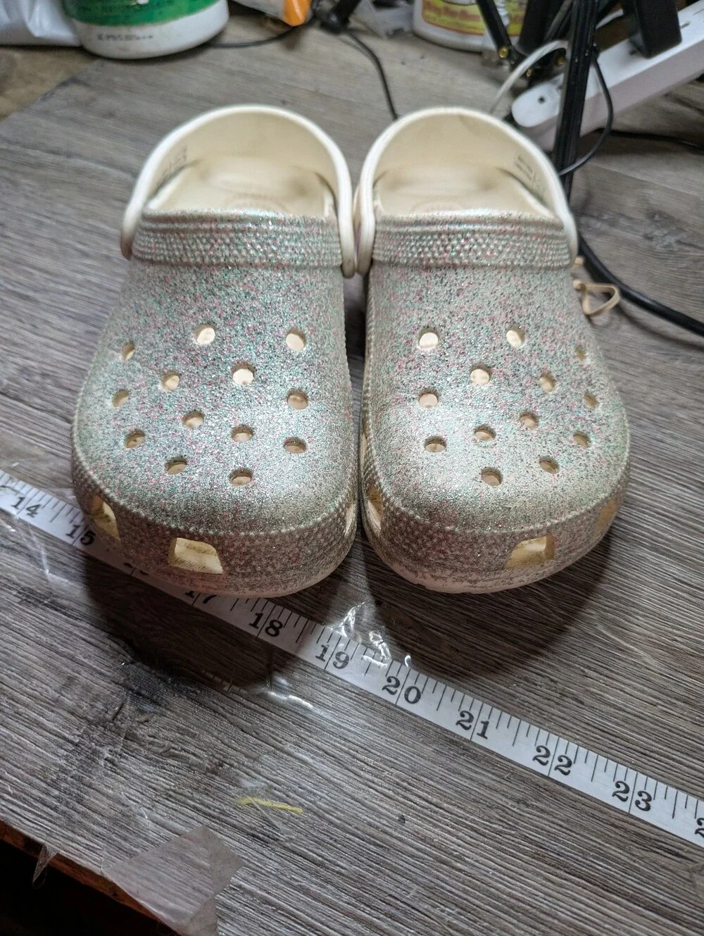 Crocs‎ Silver Glittery Slip On Clogs Size Junior 3 Girls